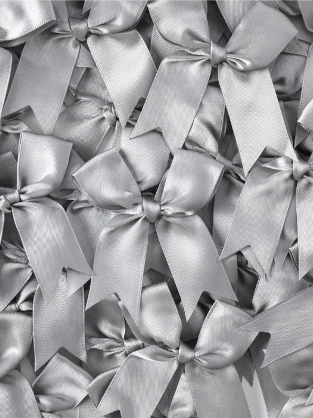 100 Pieces- 3 Inch Wide Satin Bow Ribbon Accents - Silver